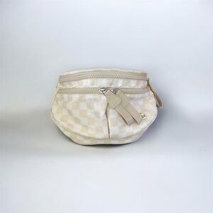 Stylish Cream Checkered Women's Bag